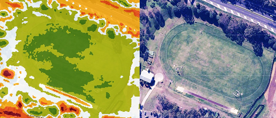 Irrigated grass areas are cooler than non-irrigated grass areas 