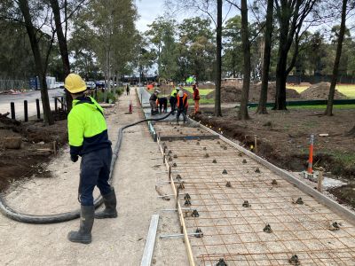 Workers constructing new path