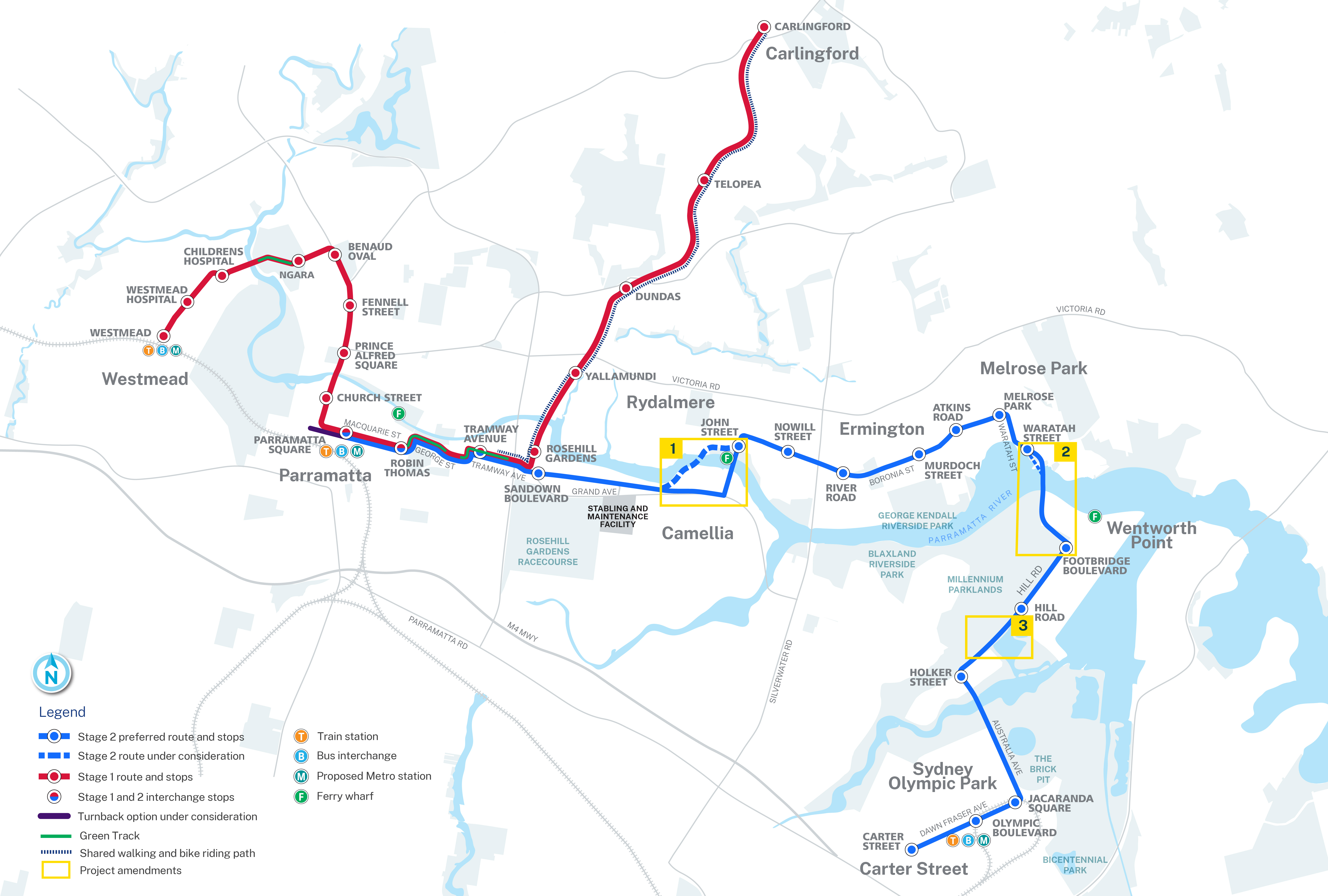 Preferred Parramatta Light Rail Route Map 