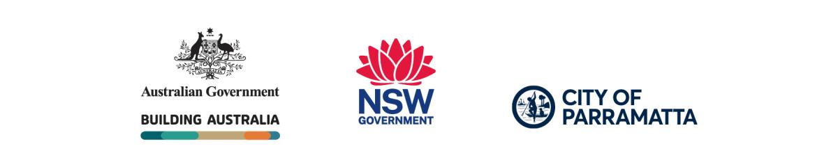 logos of building australia, nsw government and city of parramatta