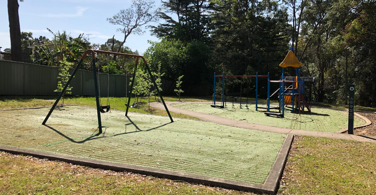 Swings, equipment with slide and monkey bars