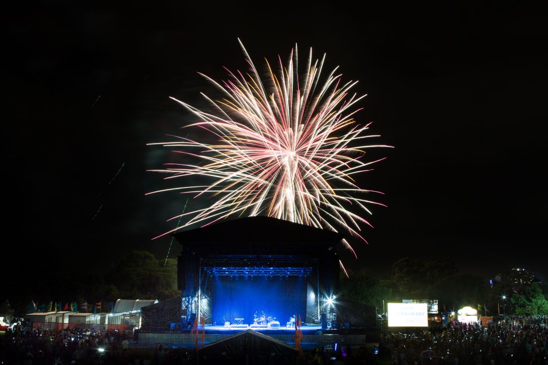 Fireworks in the night sky.