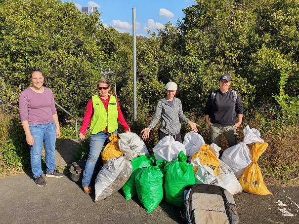 Volunteers with bags of rubbish at Clean up Australia Day