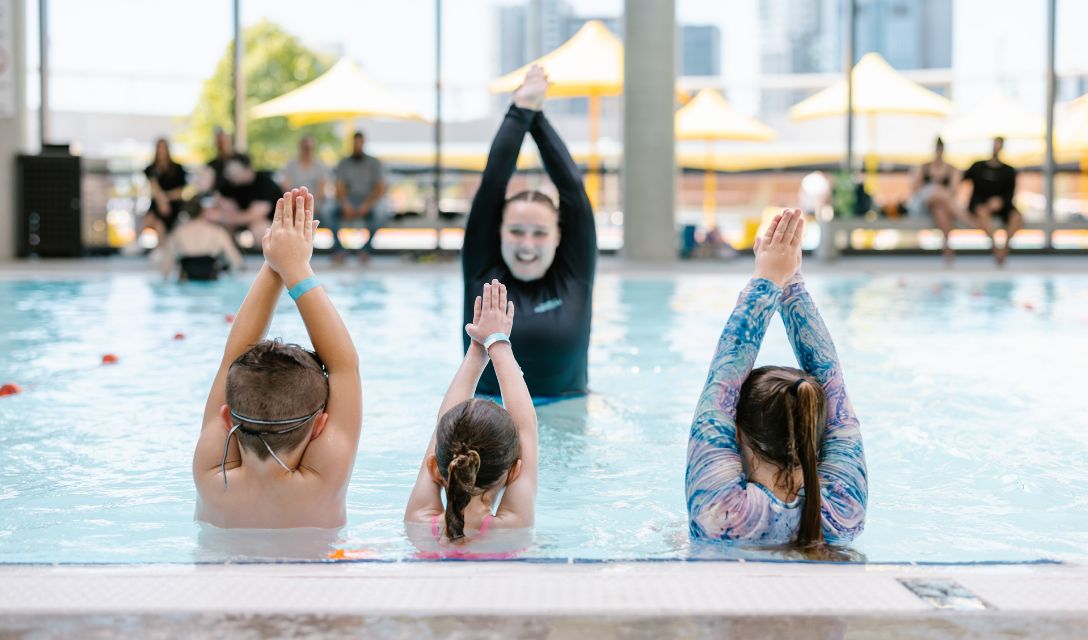 Instructor teaching children