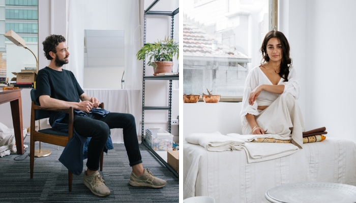 Studio Artists Tom Blake and Justine Youssef in their studios at Parramatta Artists Studios