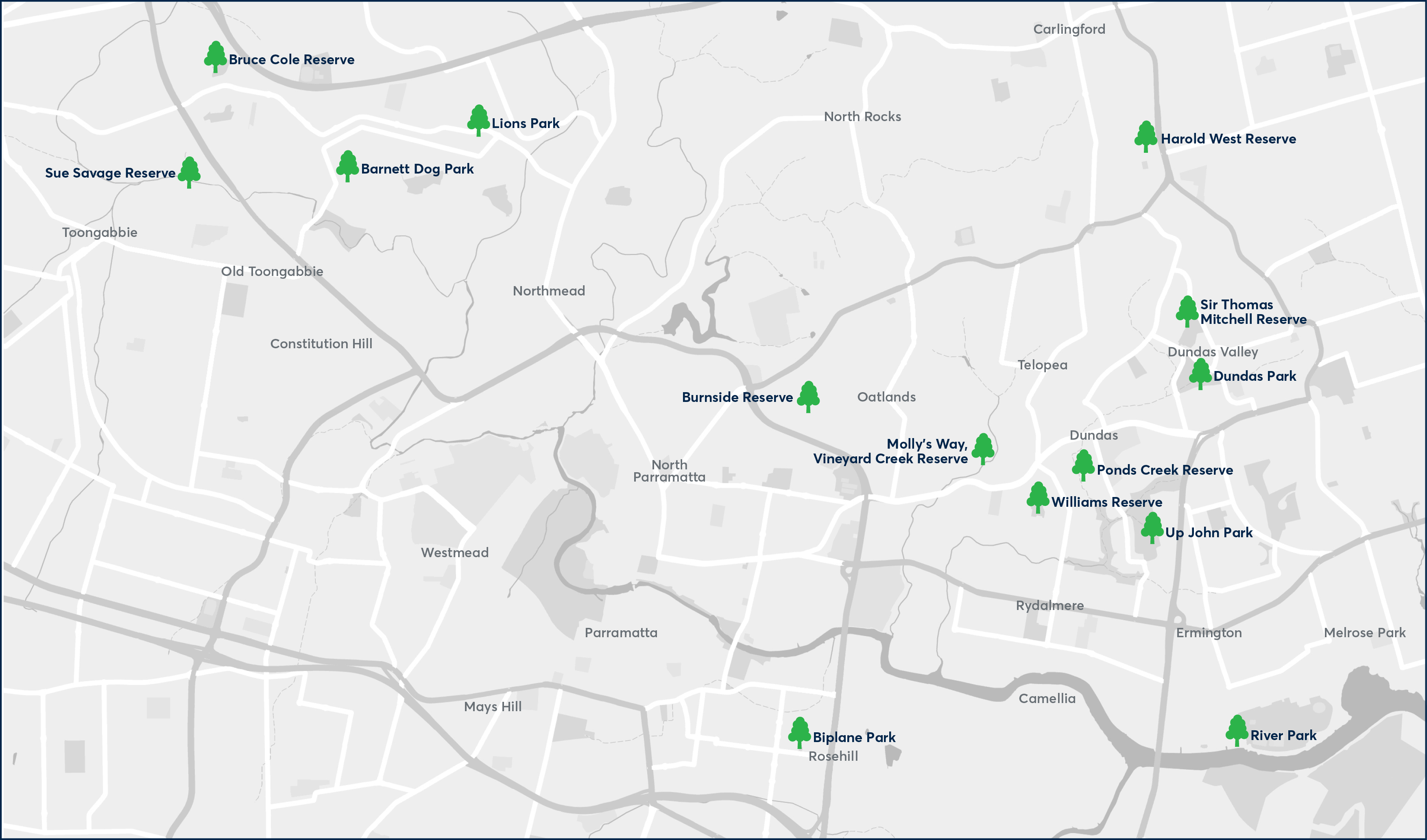 Parramatta Light Rail Tree Planting Map