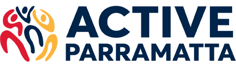 Active Parramatta logo: three figures with arms in air