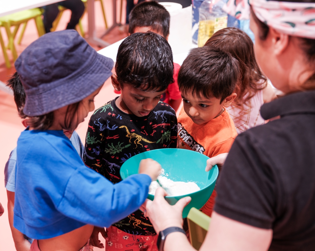Children exploring a sensory activity