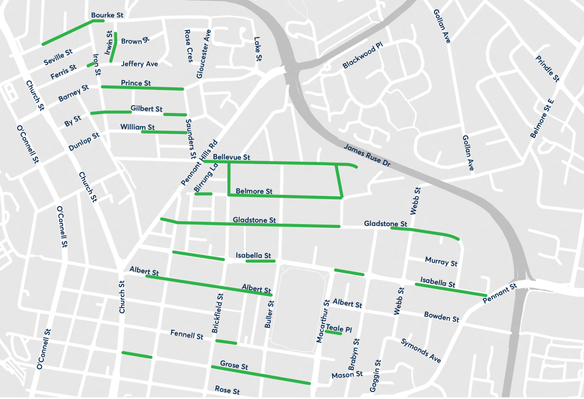 Tree planting map of North Parramatta