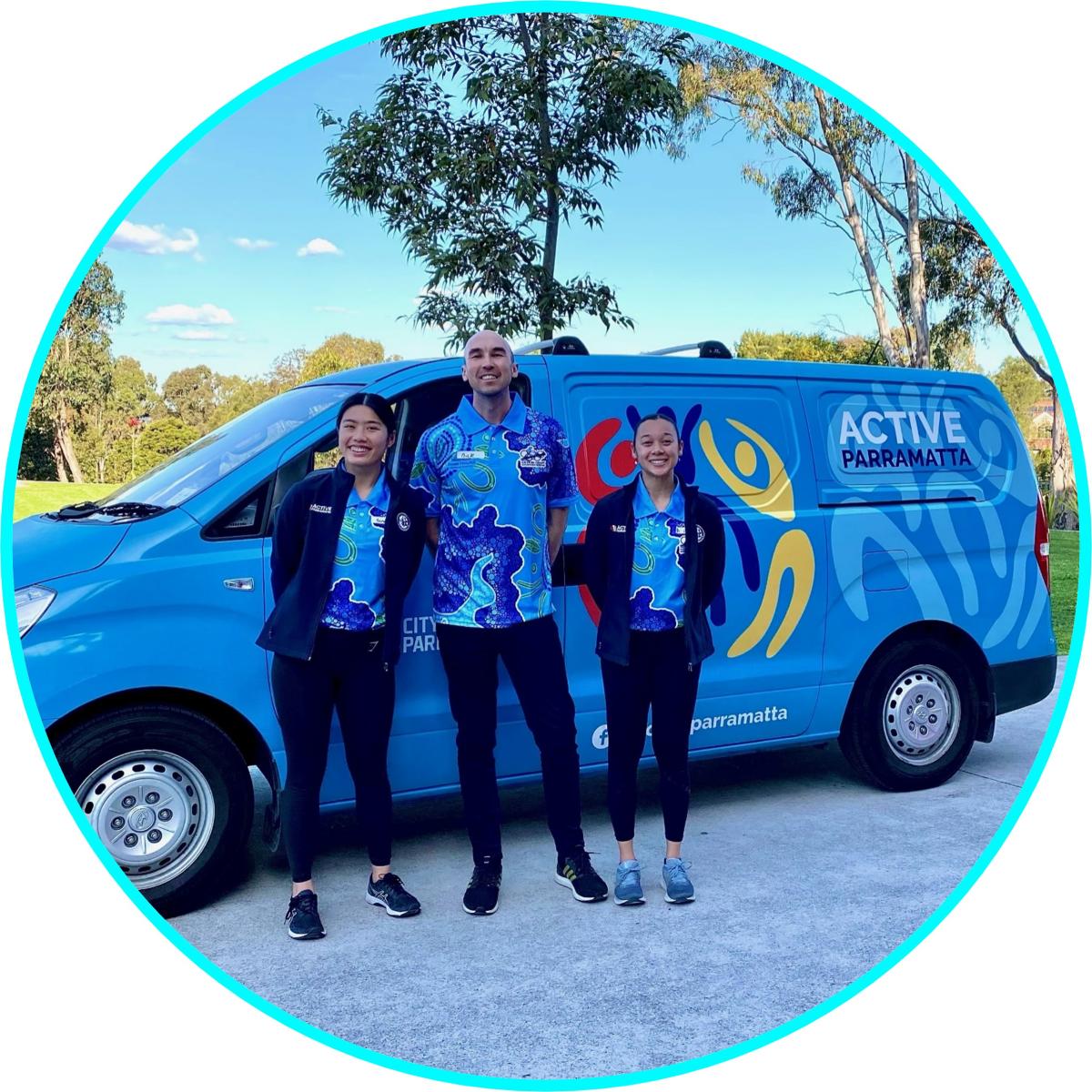 Active Parramatta Van team in front of Van
