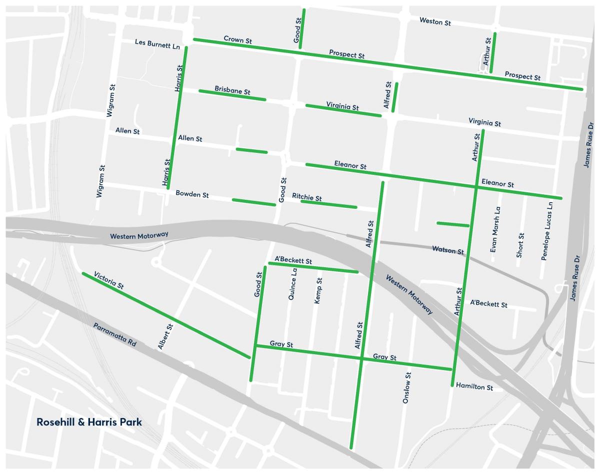 Tree planting map of Harris Park