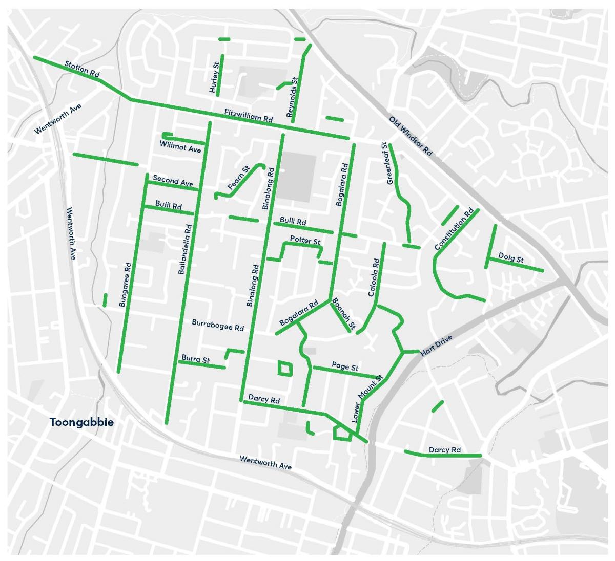 Tree planting map of Old Toongabbie