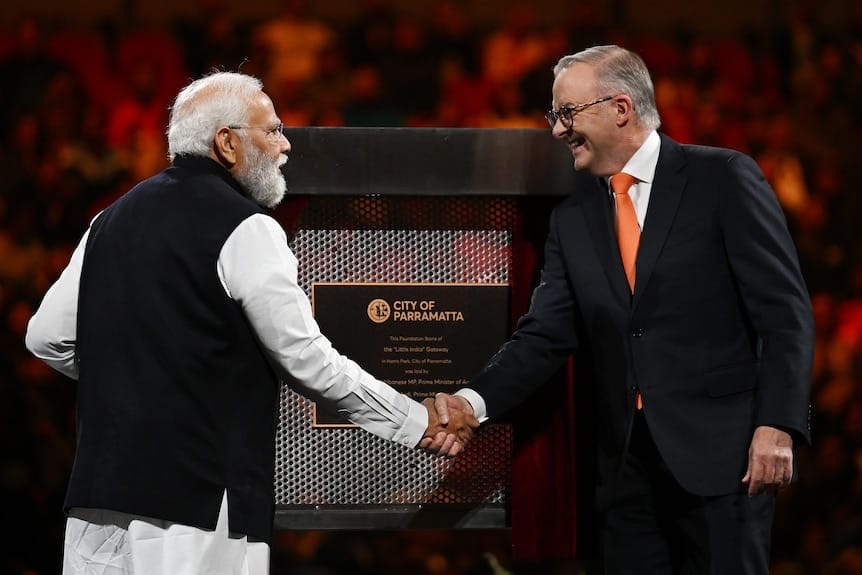 Indian Prime Minister Narendra Modi and Australian Prime Minister Anthony Albanese.