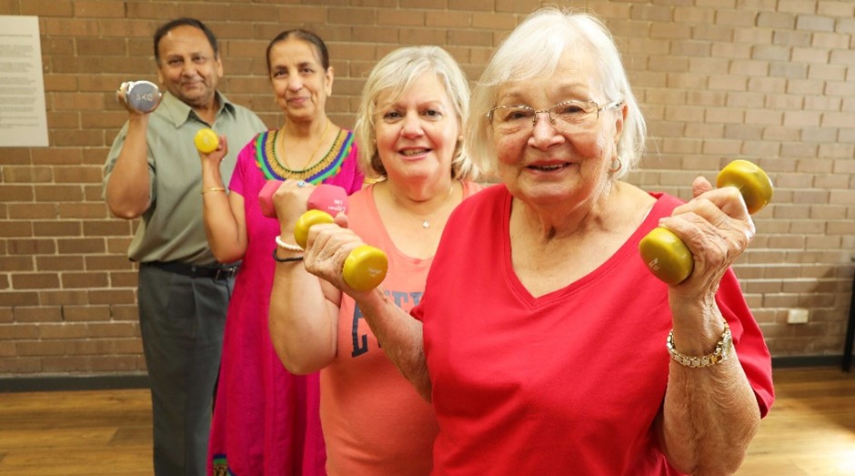 Older ladies exercising