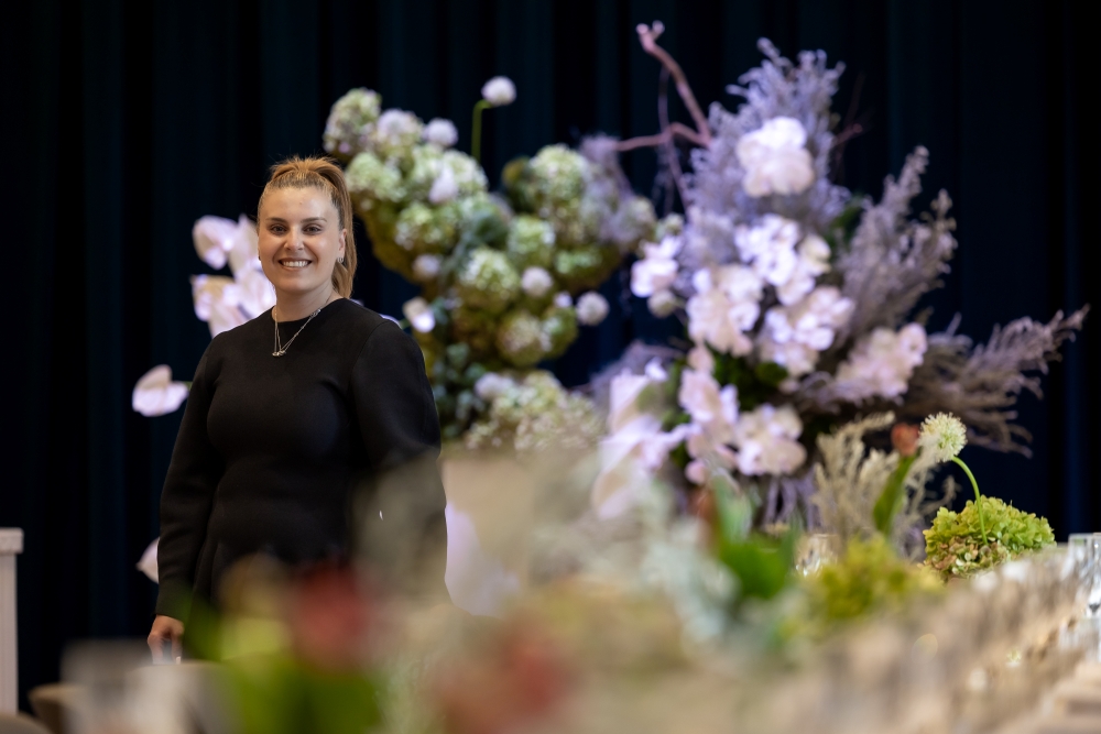 Priscilla Khouzame, co-founder of Bayti, during event set up in Parramatta Town Hall.