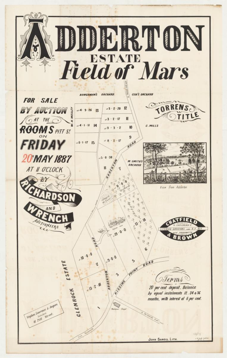 An advertisement from an early subdivision of Dundas (1887) – Image courtesy of State Library of NSW
