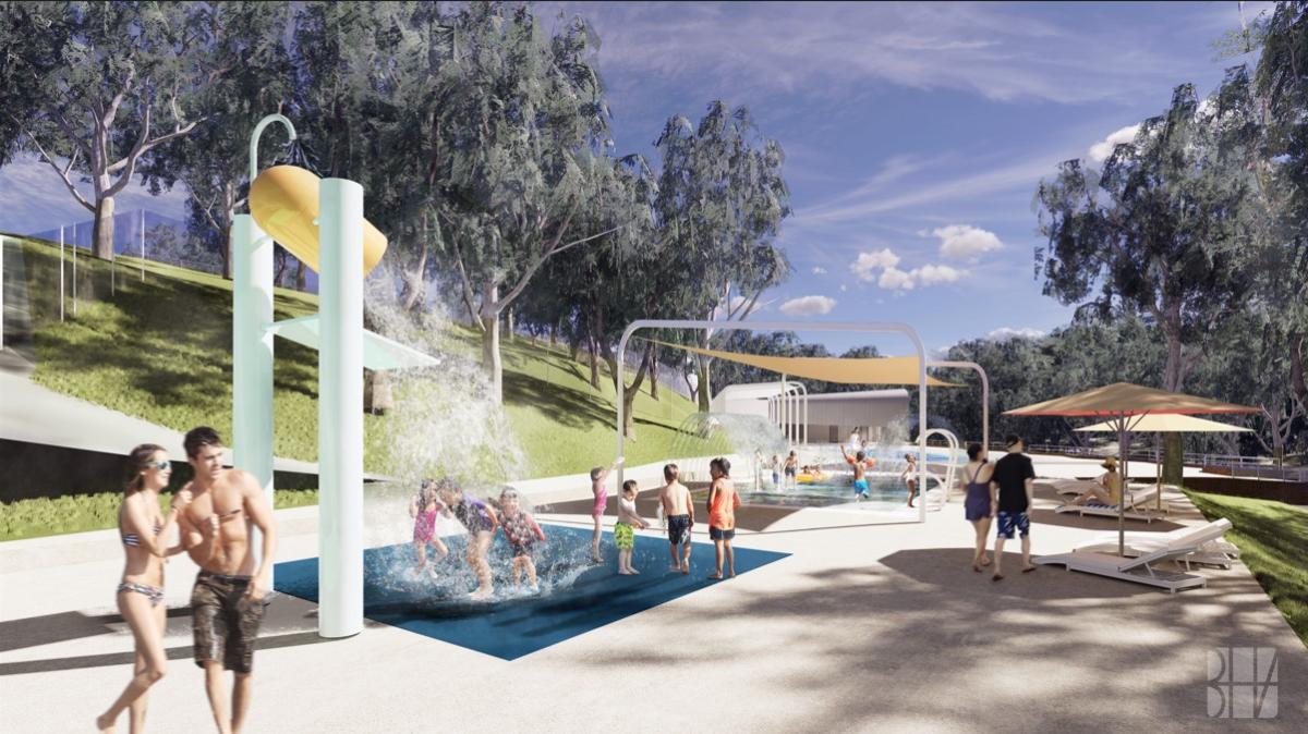 Rendered Image of people swimming in upgraded Epping Pool