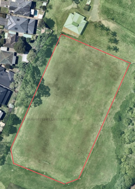 Sport ground with a red marking the area
