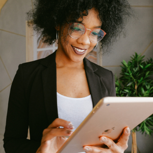 women looking at tablet