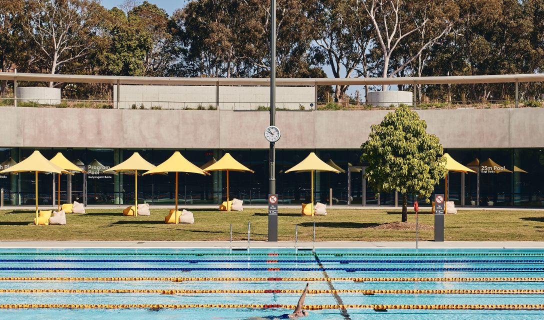 Woman doing laps in the pool 