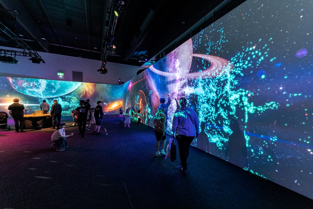 Children exploring the light experience, Space Play by Box of Birds