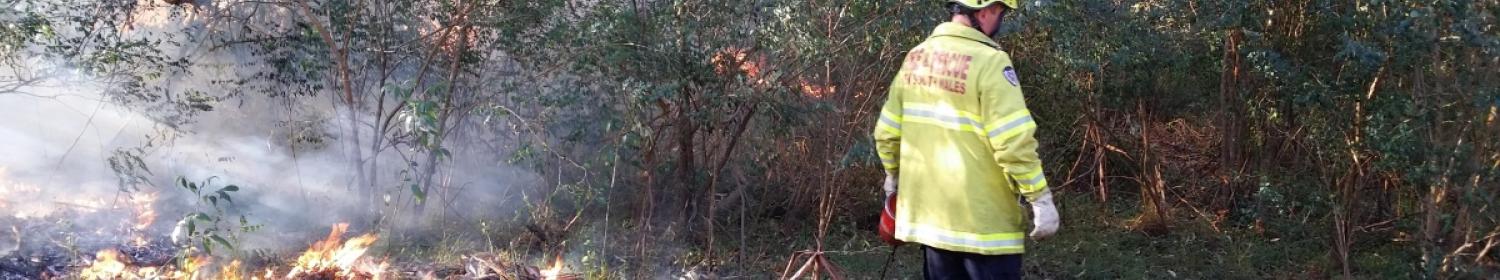 Fire fighter conducting hazard reduction burn