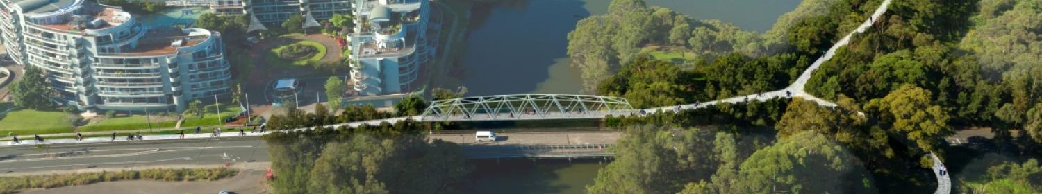 Aerial view of Haslams Creek Cycleway