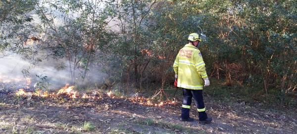 Fireman doing fire reduction 