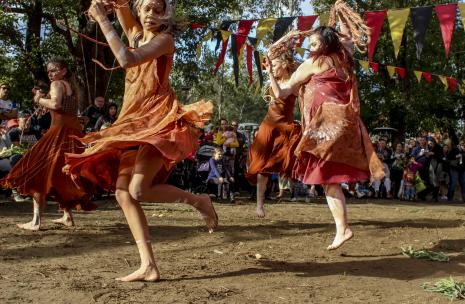 Burramatta NAIDOC Dancers - wearing orange dresses