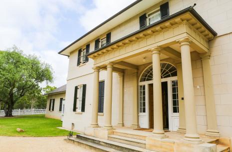 Old Government House across the front lawn from right to left