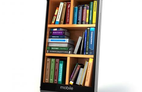 Bookshelf shaped like a mobile phone