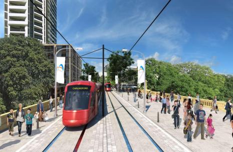 Artist impression of Parramatta Light Rail - Lennox Bridge Artist impression of Parramatta Light Rail - Lennox Bridge