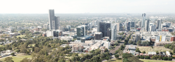 Aerial View of Parramatta City Skyline