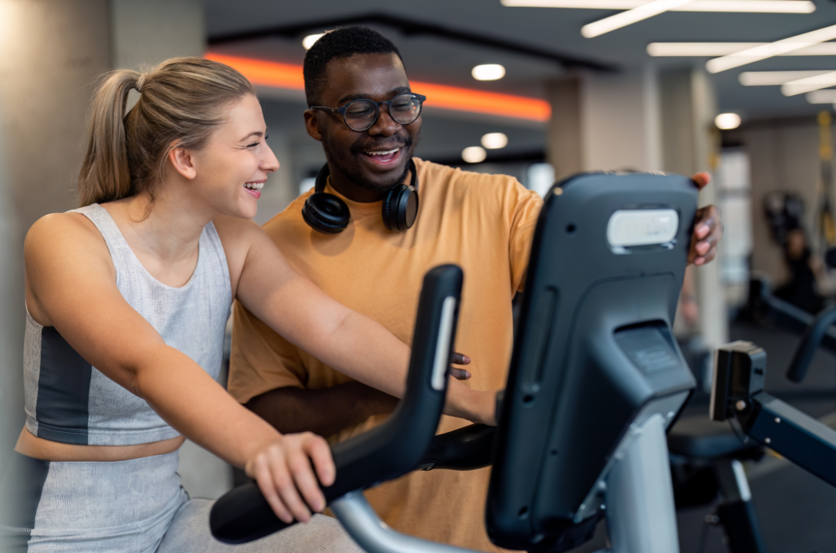 Young couple exercising together